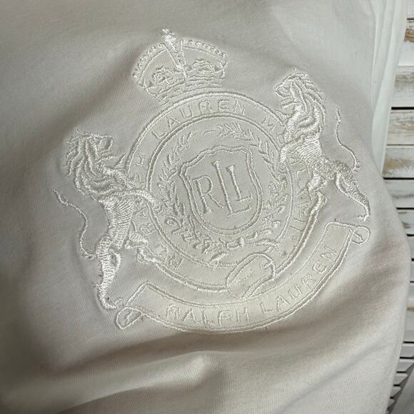VTG 90s RALPH LAUREN ACTIVE Women's Large Crest Logo White Top Preppy Classic - Picture 7 of 13